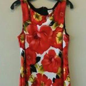 Cache Red Floral Sheath Poppy Sleeveless Dress, Size 8